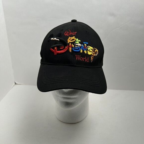 Vtg Walt Disney World Baseball Hat Embroidered Black Adult SnapBack Fast Ship - Picture 1 of 7